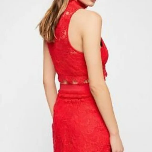 Free People Sabina Lace Red Dress NWT - Picture 4 of 5